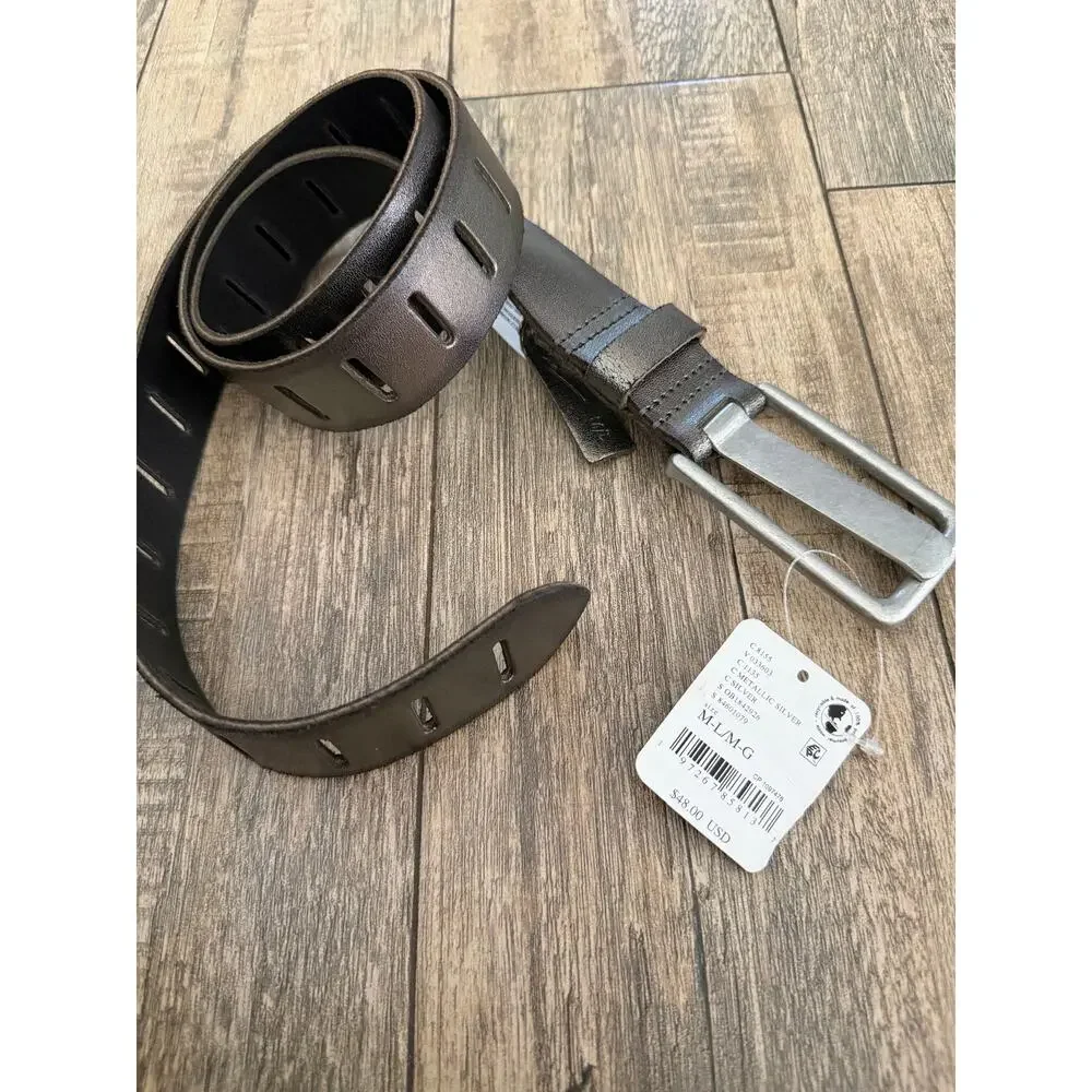 We The Free Jona Belt Size M/L Metallic Brown Leather Statement Buckle